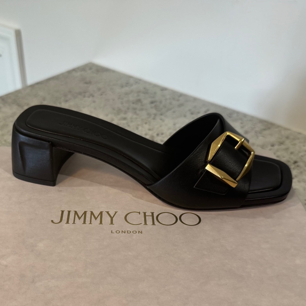 Jimmy Choo Hawke 40 Black Mule Size 38.5